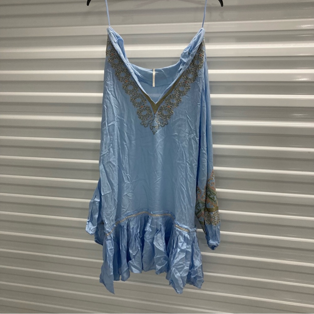 Free People Light Blue Textured Fabric